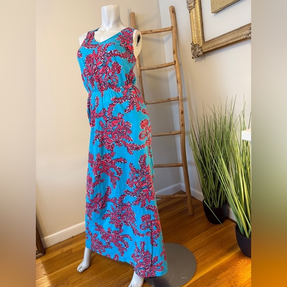 Lilly Pulitzer Mills Maxi Dress Rhode Island Reef Sleeveless Red Blue Size S - Picture 5 of 6